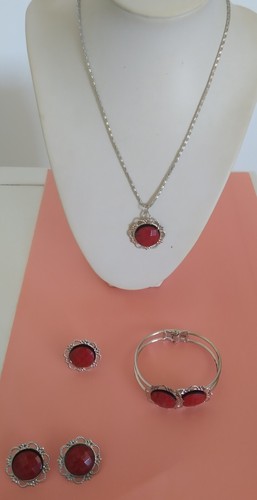 Parure rossa tono argento - parure,