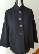 Poncho Mantello Giacca CAPPA Sopra abito VENTI CAPPOTTI VENTI CAPELLI NERA LANA
