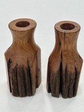 Coppia portacandele in legno