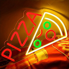 Insegna Neon Pizza per Decorazione Pizzeria, Insegna Neon a Forma di Pizza,Luce Neon LED Pizza 
