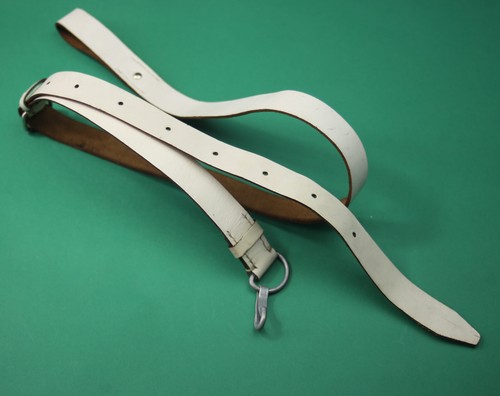 White leather polish army belt - white,