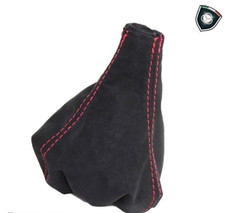 Cuffia cambio 595 o 500 ABARTH alcantara nera filo rosso,