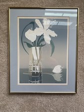 RAY WILLIAMS VINTAGE WALL ART PRINT 1984 80s EMBOSSED SERIGRAPH FLOWERS