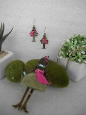 PARURE COLLANA E ORECCHINI DOLL DAMINA BAMBOLINA METALLO SMALTATO FASHION