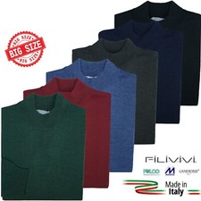 Maglione Uomo a Lupetto Collo Alto Tinta Unita Taglie Forti 3XL 4XL 5XL 6X 7X 8X