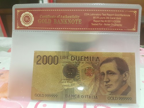 Banconota 2000 lire dorata - banconota,
