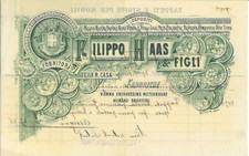 Ricevuta FILIPPO HAAS & FIGLI Fornitori Real Casa Fabbriche Tappeti, Milano 1897