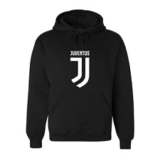 FELPA CON CAPPUCCIO E TASCHE COLORE NERO CON STAMPA IN VINILE LOGO JUVENTUS