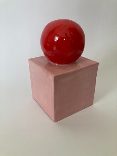 Scultura ceramica cubo e - scultura,