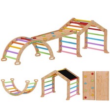 Scivolo arrampicatore in legno per bambini set gioco attività bambino 9 in 1 giocattoli 2-4 anni