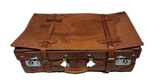 Valigia pelle cognac telaio - cognac,