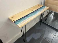 Tavolo in resina e legno, consolle, panca in legno, mobili fatti a mano, ordine personalizzato