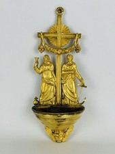 Antica Acquasantiera In Bronzo Dorato Del XIX Sec.