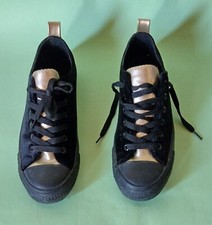 Scarpe Sneakers Donna camoscio Nero e Dorato - Numero 39 - Come Nuove