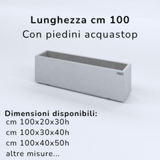 FIORIERE IN CEMENTO LISCE RETTANGOLARI PIEDINI ACQUASTOP CM100