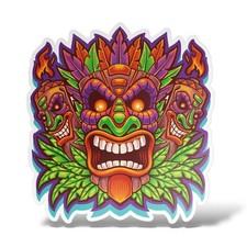 Sticker MASCHERA ETNICA TRIBALE HAWAII Adesivo Decal Murale Auto Moto Casco Casa