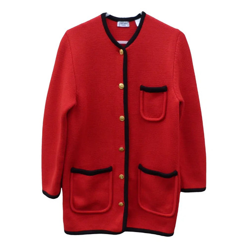 Veste gilet long maille rouge