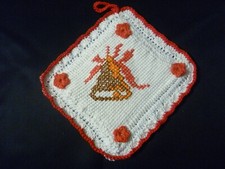 PRESINA DECORATIVA NATALIZIA FATTA A MANO ALL'UNCINETTO COTONE 16 X 15 CM NATALE