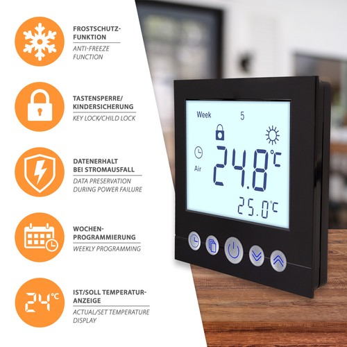 Termostato digitale nero