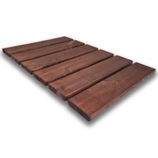 Pedana Doccia Antiscivolo in Legno DELUXE 60x40 cm, in Pino Marrone Teak