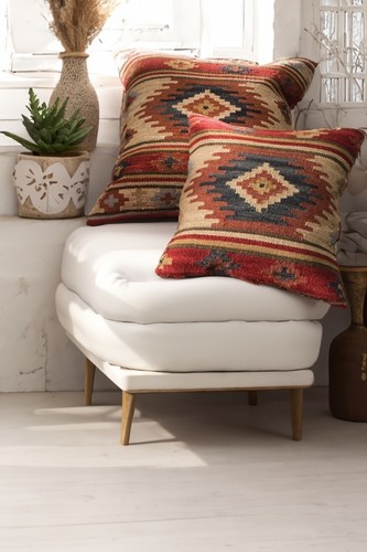 Copricuscino rosso beige - rosso, kilim