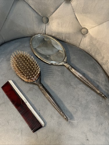 Antico set specchio pettine - pettine, e