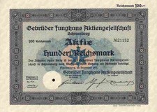 Orologi Gebrüder Junghans AG 1931 Schramberg Schwenningen Diehl Norimberga 100 RM