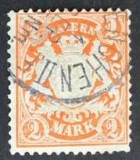 Bavaria 2m orange, p.11.5 wmk