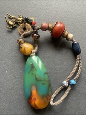 DZI BEAD, Tibet, Buddha Cina Asia amuleto antica pietra antica