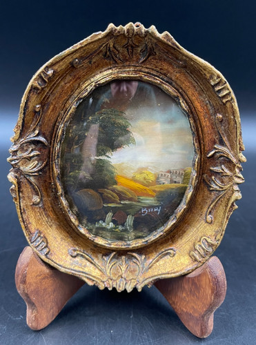 Quadro ovale vintage - , olio