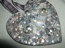 CUORE LEGNO APPENDERE MANDALA MADREPERLA VETRO CM 10X10 REGALO NATALE