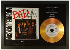 MICHAEL JACKSON 'BAD' SIGNED GOLD CD DISC DISPLAY COLLECTABLE MEMORABILIA GIFT