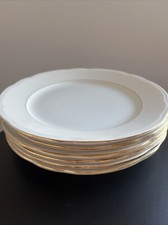 6 PIATTI PIANI    BIANCO   BORDO FILO ORO T/ Ginori
