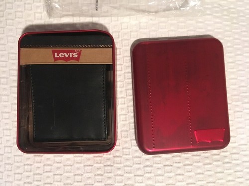 Levis black leather fold - black, bi-fold