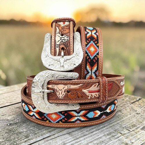 Cintura western con perline - , da
