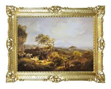 STAMPA SU CARTA VEDUTA PAESAGGIO NAPOLI VESUVIO CON CORNICE STILE BAROCCO 86x67