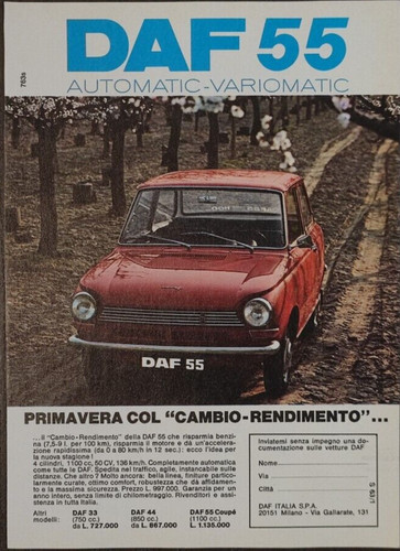 Pubblicità anni daf 55 - pubblicità, '60