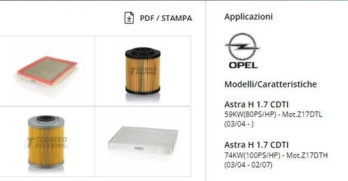 Kit filtri tagliando opel - kit, 4