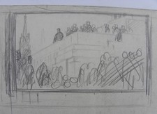 Artista attivo in RUSSIA nel '900 COSACCO + POLITBURO Piazza Rossa Mosca cm30x40