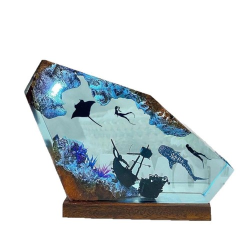 Lampada legno resina - in,