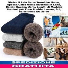  5 Paia Calze Termiche Uomo, Spessa Calze Uomo Invernali in Lana, Calzini Spugna