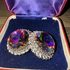 Rari orecchini vintage Elsa SCHIAPARELLI firmati ANGURIA CLIP ON TONO SLIVER