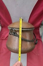 Antique Large Copper Pot W/ Original Lid & Iron Handle Very Rare Estate Find.