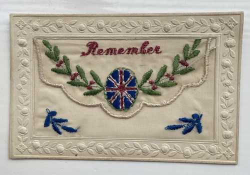 Ww1 embroidered silk postcard - embroidered,