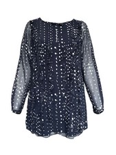 Marina Rinaldi blusa donna blu navy Felicia a pois taglia 20W/29 nuova con etichetta