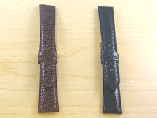 Cinturino vera pelle lucertola imbottito colori marrone e nero larghezza 18mm