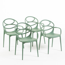 Set 4/6 Sedie in Polipropilene con Braccioli Giardino Cucina Bar CHARLOTTE