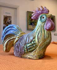 Gallo in ceramica decorato