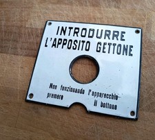 Tabella Targa Smaltata Gettoni Vintage