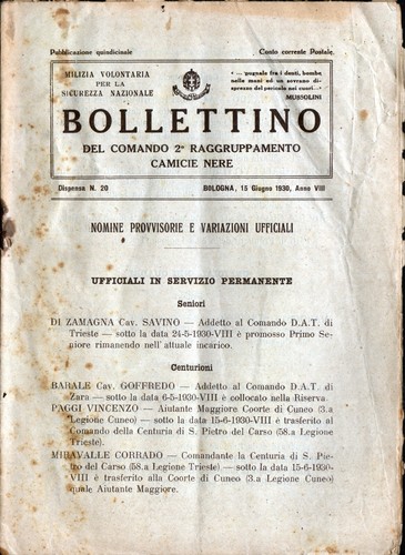 Bollettino camicie nere mvsn - camicie,